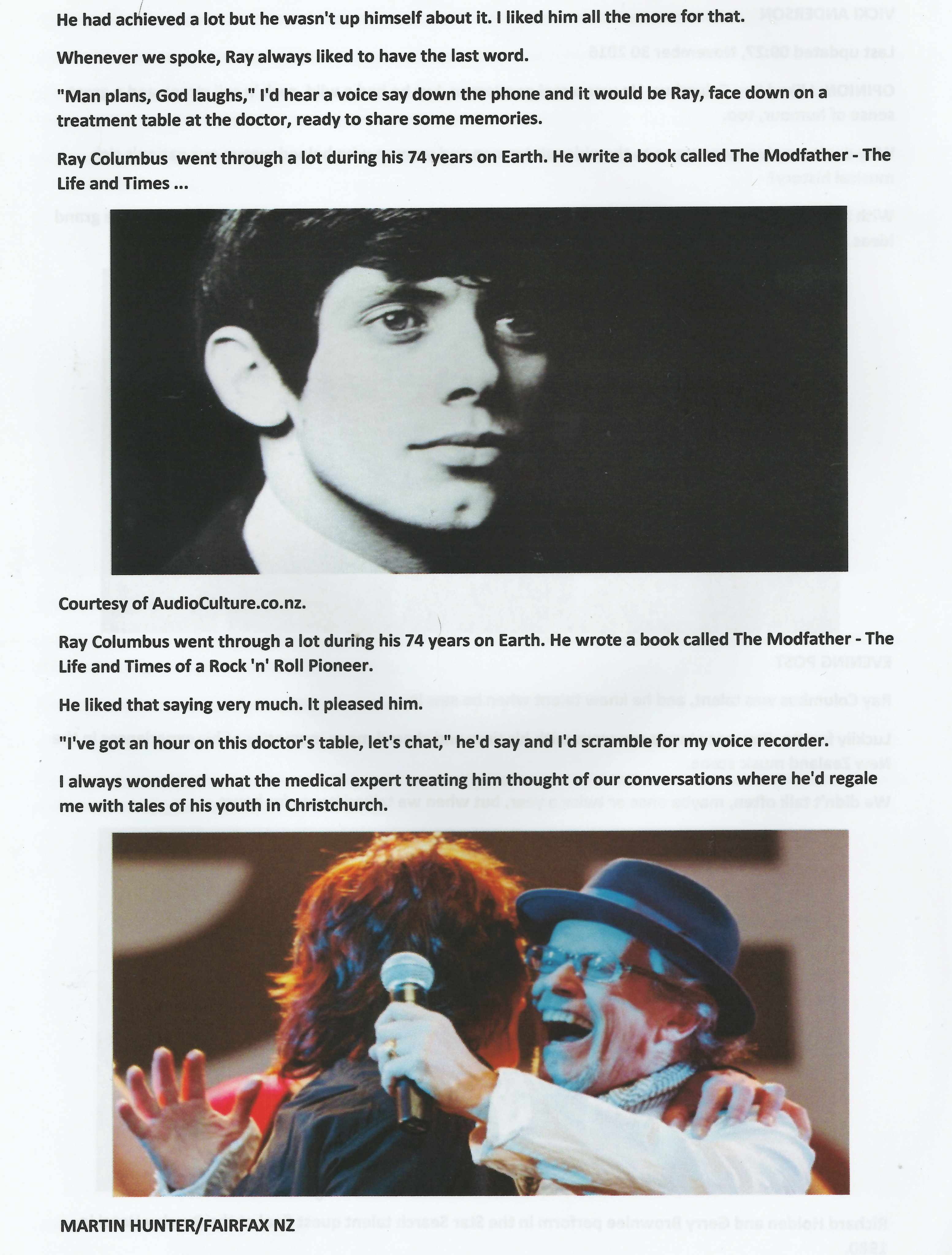 Vicki Anderson interview with Ray Columbus November 30th, 2016