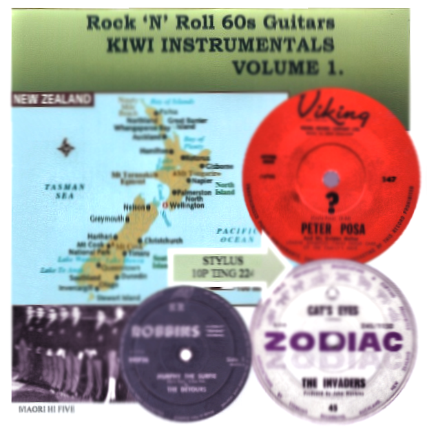 Stylus Records Rock'N'Roll 60s Guitars KIWI INSTRUMENTALS VOLUME 1 - Compilation 10P.TING 224 featuring "Murphy The Surfie" by The Detours