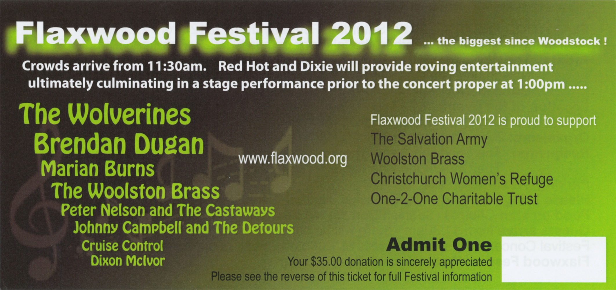 Flaxwood Ticket 2012